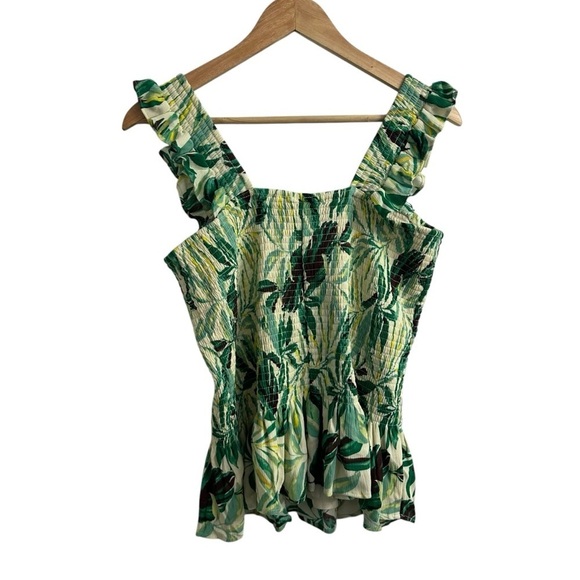 Torrid Peplum Washable Crinkle Gauze Smocked Tank Top Green Summer Plus Size 1X - Picture 2 of 6